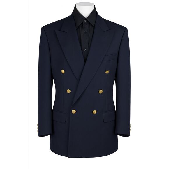 Vintage Burberrys’ Prorsum Navy Wool Dinner Jacket w/ Gold Crest Buttons  Unisex - Picture 1 of 16
